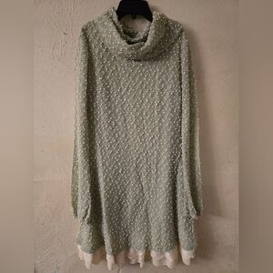 Green Polka Dot Cowl Neck Dress